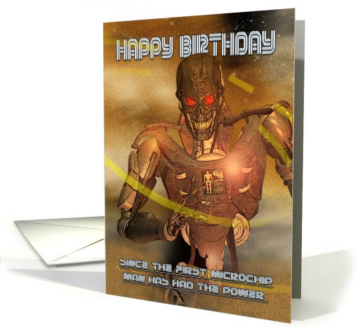 Birthday Card With Cyborg - Modern Robot card (585867)