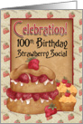 100th Birthday Strawberry Social Invitation Card