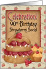90th Birthday Strawberry Social Invitation Card