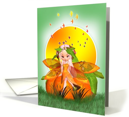 Any Occasion Card - Moonies Citrus Fairy Hand Painted Wings card