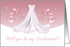 Bridesmaid - Invitation - Pink Hearts, White Dress card