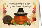 Thanksgiving Card - Fun Winking Pumpkin In Tall Hat card