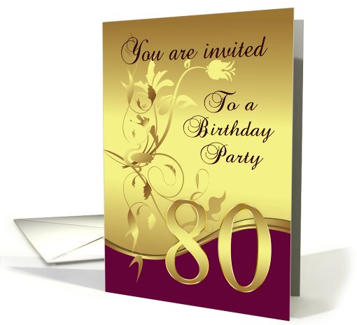 80th Birthday Party Invitation card (709296)