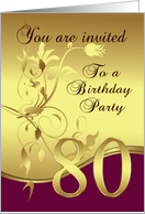 80th Birthday Party Invitation card