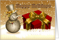 Christmas Card - Happy Holidays - Snowman - Christmas Gift card