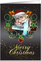 Merry Christmas With Santa In Holiday Wreath card