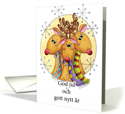 Swedish Christmas Card - Reindeer - God jul och gott nytt r card