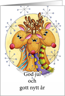 Swedish Christmas Card - Reindeer - God jul och gott nytt r card