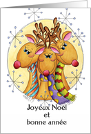 French Christmas Card - Reindeer - Joyeux Nol card