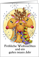 German Christmas Card - Reindeer - Frhliche Weihnachten card