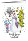 Czech - Snowman - Happy Snowman Christmas Card - Vesel vnoce card