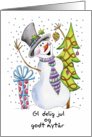 Danish - Snowman - Happy Snowman Christmas Card - Gl delig jul card