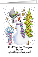 Dutch - Snowman - Happy Snowman Christmas Card - Prettige Kerstdagen card