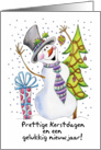 Dutch - Snowman - Happy Snowman Christmas Card - Prettige Kerstdagen card