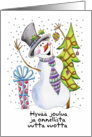 Finnish - Snowman - Happy Snowman Christmas Card - Hyv joulua card