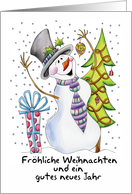 German - Snowman - Happy Snowman - Frhliche Weihnachten card