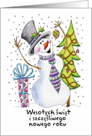 Polish - Snowman - Happy Snowman - Wesołych świąt card