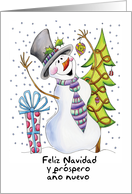 Spanish - Snowman - Happy Snowman - Feliz Navidad card