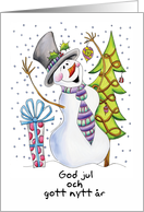Swedish - Snowman - Happy Snowman - God jul och gott nytt r card