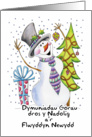 Welsh - Snowman - Happy Snowman - Dymuniadau Gorau card