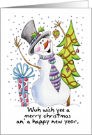 Geordie - Snowman - Happy Snowman - Wuh wish yee a merry christmas card