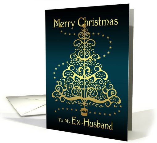 Ex-Husband Christmas Card - Gold Effect Holiday Tree Modern card