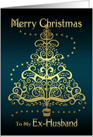 Ex-Husband Christmas Card - Gold Effect Holiday Tree Modern card