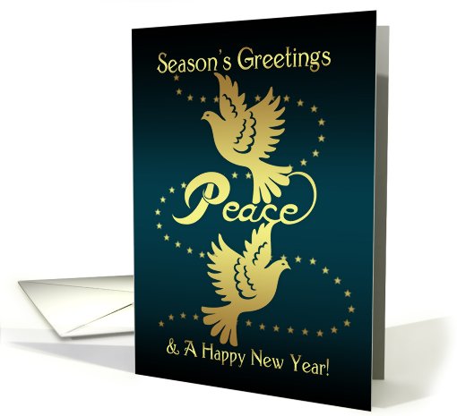 Season's Greetings Holiday Card - Gold Effect Peace Doves card