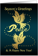 Season’s Greetings Holiday Card - Gold Effect Peace Doves card