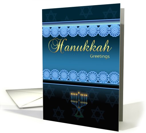 Hanukkah Greetings - Blue Stylish card (723831)