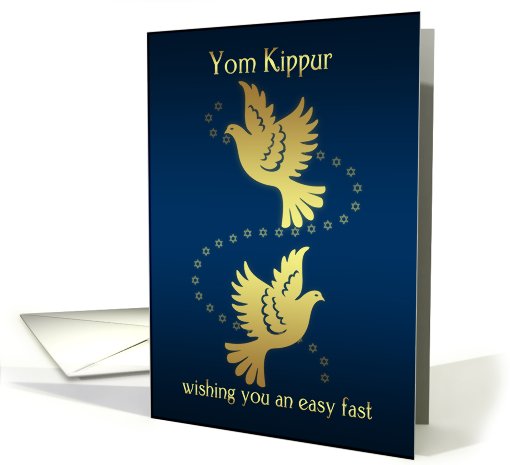 Yom Kippur - Gold Effect Doves card (728144)