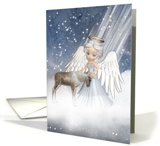 Holiday Angel With Reindeer card (729440)