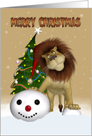 Lion Christmas Card - Merry Christmas Lion card