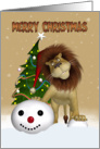 Lion Christmas Card - Merry Christmas Lion card