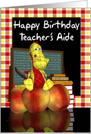 Teacher’s Aid Birthday Card - Cute Dragon On Apples card