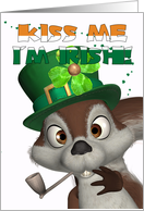 St. Patrick’s Day Card - With Cute Squirrel - Kiss Me I’m Irish card