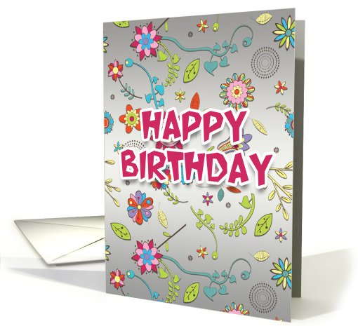 Modern Floral Birthday Card - Floral Birthday Card - Modern card