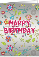 Modern Floral Birthday Card - Floral Birthday Card - Modern Card