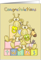 Congratulations Twins Giraffe Babies card