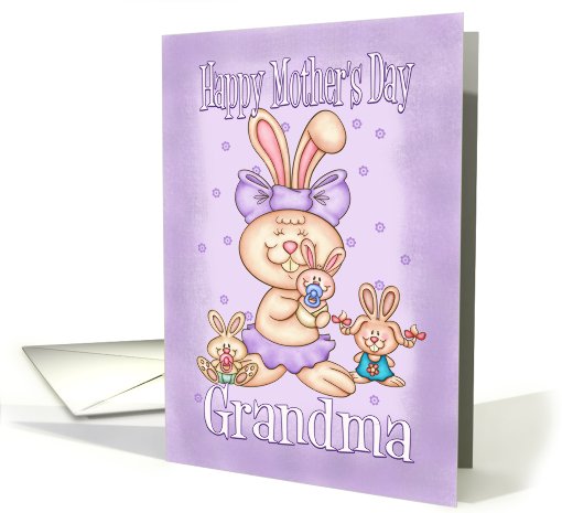 Grandma Mother's Day Card - Cute Rabbit With Her Little Ones card