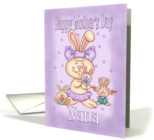 Nana Mother's Day Card - Cute Rabbit With Her Little Ones card