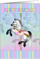 carousel birthday card - pastel carousel horse birthday card