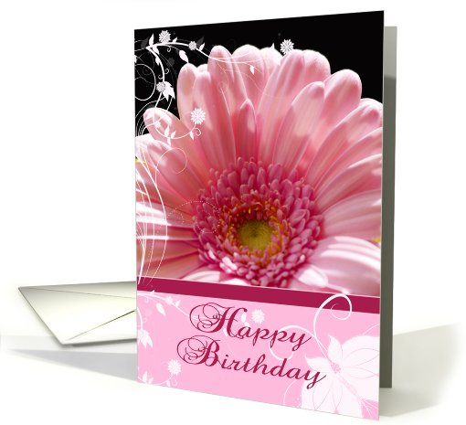Pink Floral Birthday Card - Happy Birthday Flower card (813940)
