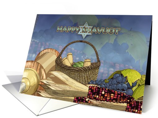 Shavuot Blessings - Shavuot Card Scroll And Food card (817344)