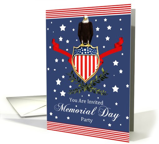 Memorial Day Card Party Invitation - Eagle And Banner card (819279)