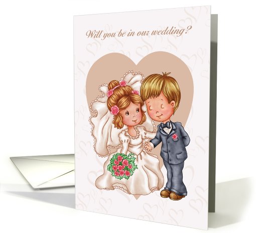 Will You Be In Our Wedding? Cute Happy Couple Bride And Groom card