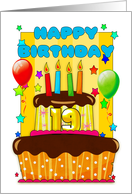 birthday cake with candles - happy 19th birthday card