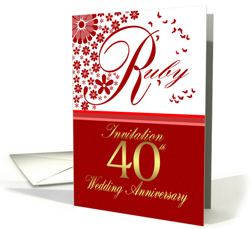 40th wedding anniversary invitation card - ruby wedding... (834421)