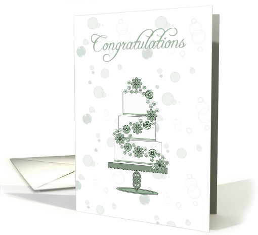 wedding cake, wedding day congratulations to the bride and groom card