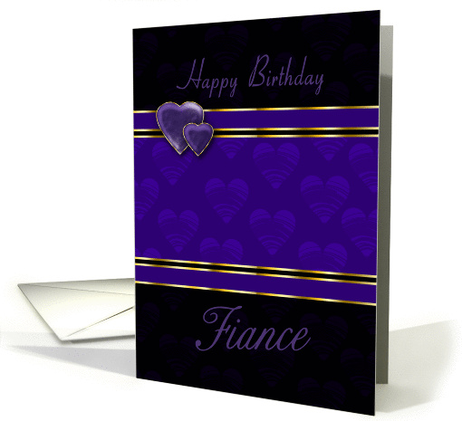 fiance birthday card modern design, purple and black card (837090)